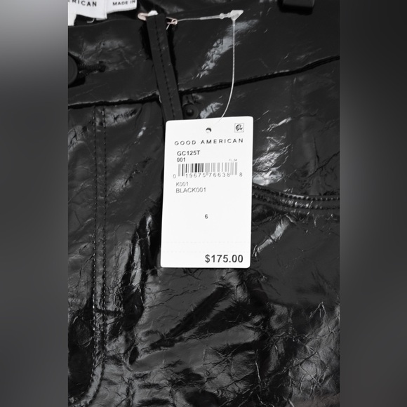 Good American "Good Classic" Textured Faux Leather Pants, New With Tags, Size 6 - Picture 7 of 11